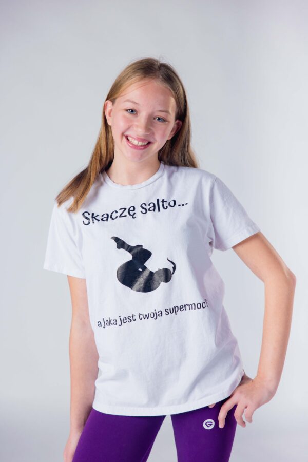Biały Akro T-Shirt "Skaczę Salto" - obrazek 5