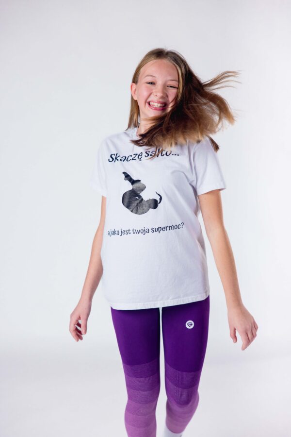 Biały Akro T-Shirt "Skaczę Salto" - obrazek 2